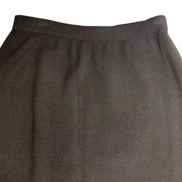Vintage St John Knit Pencil Skirt 8 Black Elastic Waist Knee Length Stretch - Picture 2 of 5